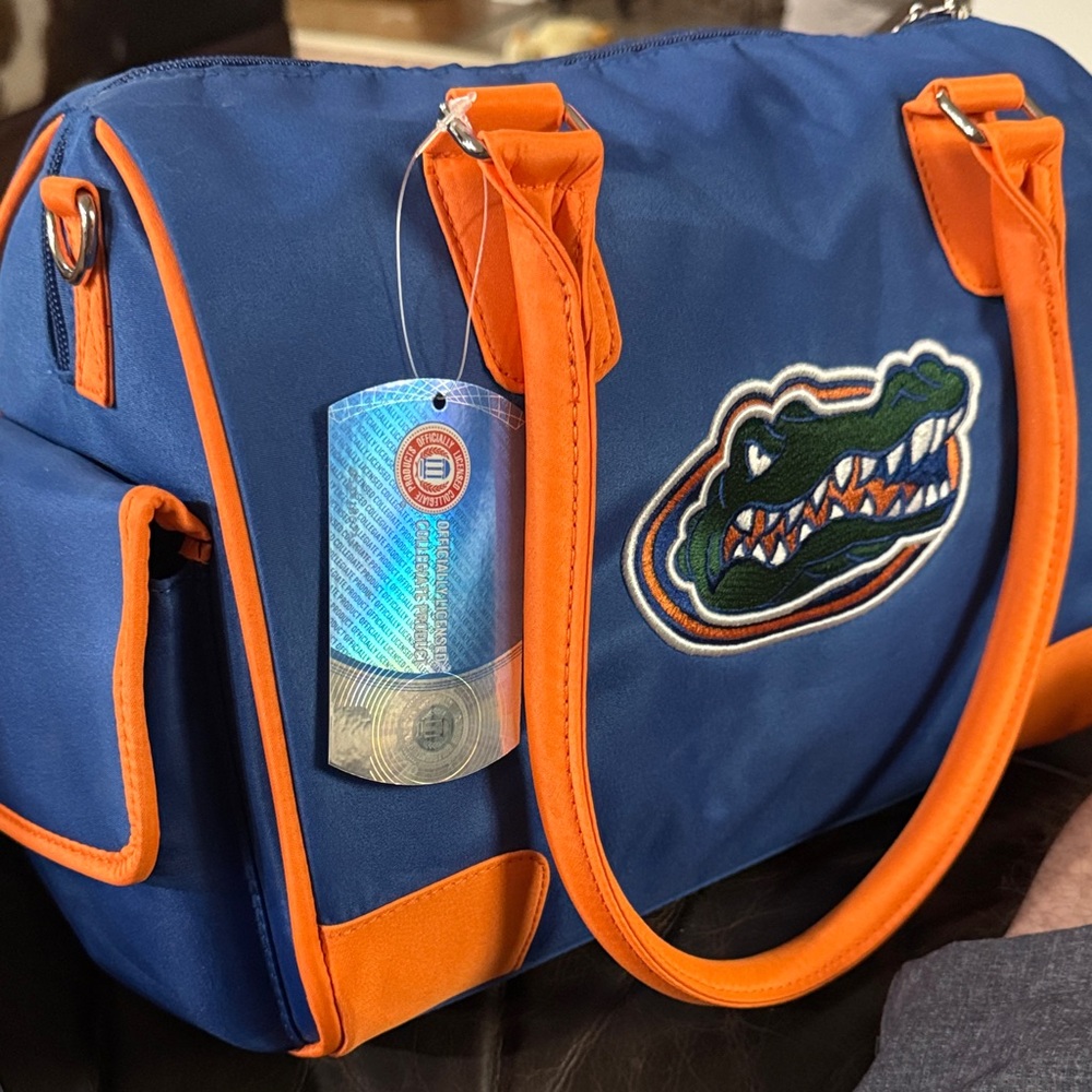 Blue and Orange Florida gator’s deluxe purse officially  licensed handbag.